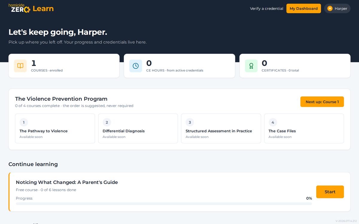 The learner dashboard