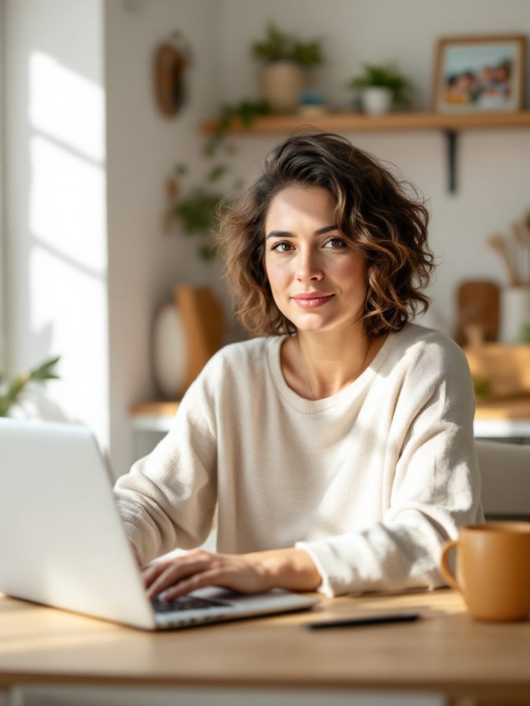 A parent at the kitchen table, ready to learn