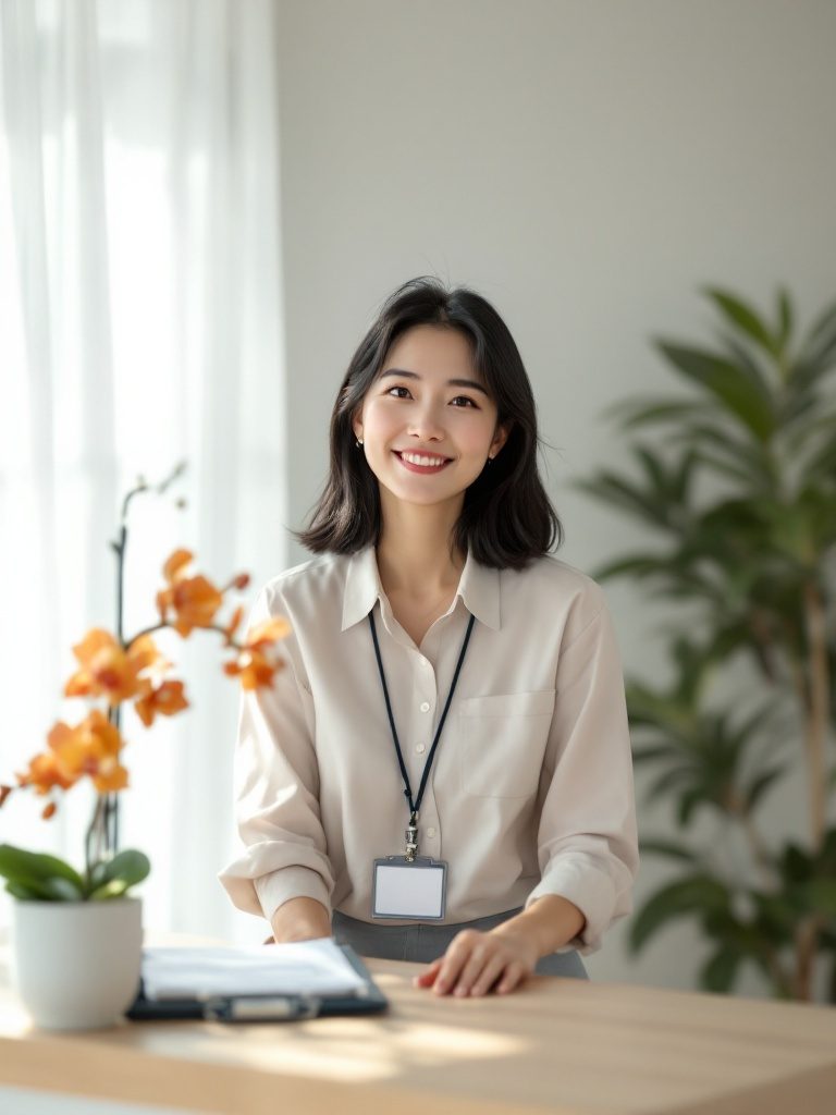 An intake coordinator greeting you from the front desk